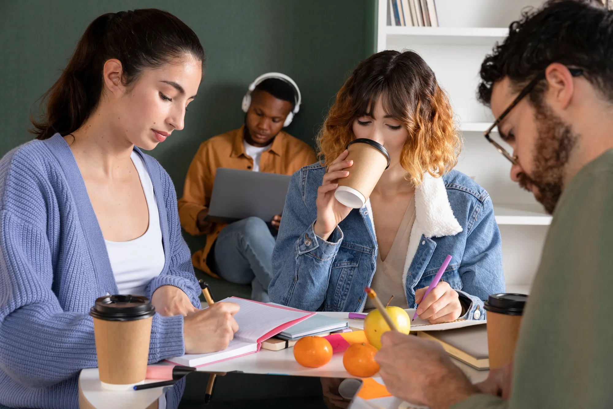 Lernende in einer kleinen Gruppe der Wonderland Academy bei lebendigem Deutschunterricht